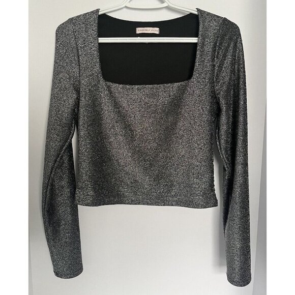 Sincerely Jules Top Women’s M Silver Glitter Square Neckline Style T58459 - Picture 1 of 6